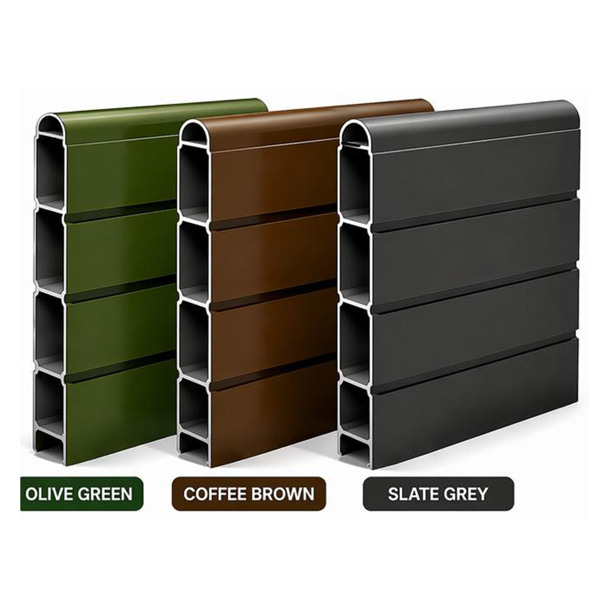 PVC fence panels in olive green, coffee brown and slate grey — Treacy Decor Roscommon